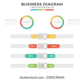 2 Chart comparison diagram. presentation vector infographic template for business.