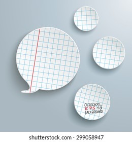 2 Checked speech bubbles with circles on the gray background. Eps 10 vector file.