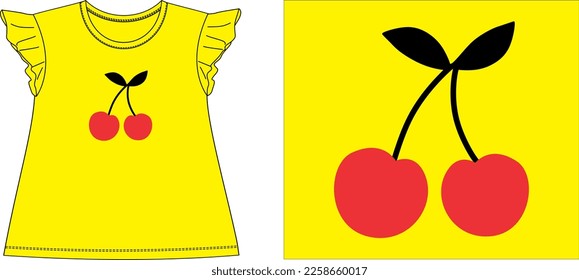 2 cherries graphic design vector