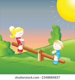 2 Kinder zum Thema Seesaw