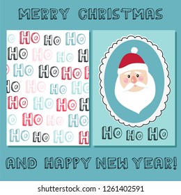 2 Christmas templates.  Vector illustration. Template for greeting and congratulations. Creative cards for winter holidays. Christmas posters set.
