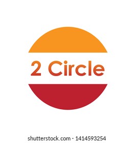 "2 Circle" company symbol. Creative, brand, trend, yellow-red, minimalist logo and element. 