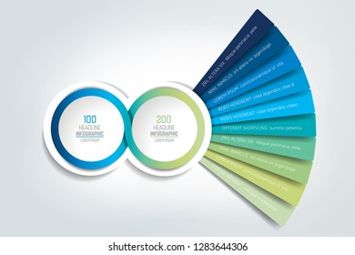 2 Circle connected 3D infographic. Two labels. Vector template.