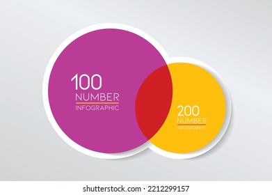 2 Circle connected 3D infographic. Two labels. Vector template.