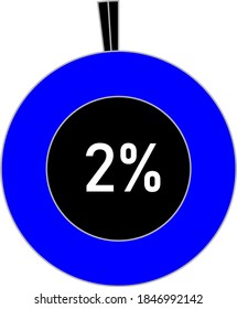 2 %-Kreisdiagramm für Webdesign, Benutzerschnittstelle (UI) oder Infografik - Indikator mit Blau und Schwarz