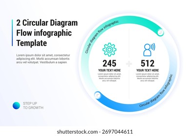 2 Kreisdiagramm Fluss Infografik Vorlage