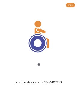 2 color 48 concept vector icon. isolated two color 48 vector sign symbol designed with blue and orange colors can be use for web, mobile and logo. eps 10.