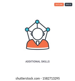 2 color Additional skills concept line vector icon. isolated two colored Additional skills outline icon with blue and red colors can be use for web, mobile. Stroke line eps 10.