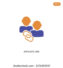 2 color Affiliate Link concept vector icon. isolated two color Affiliate Link vector sign symbol designed with blue and orange colors can be use for web, mobile and logo. eps 10.