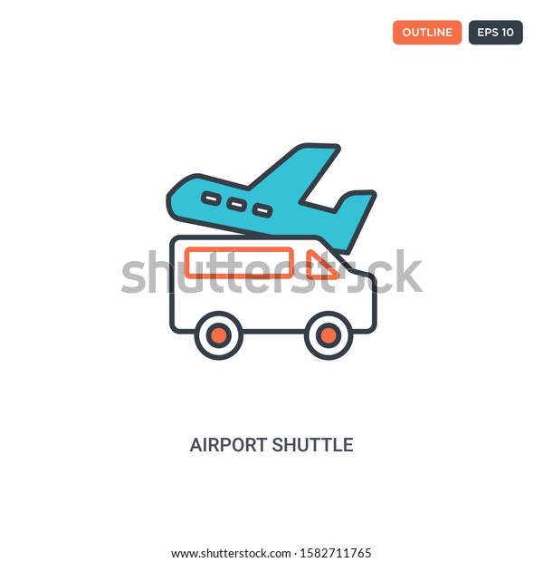2 color\
airport shuttle concept line vector icon. isolated two colored\
airport shuttle outline icon with blue and red colors can be use\
for web, mobile. Stroke line eps\
10.