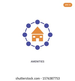 2 color Amenities concept vector icon. isolated two color Amenities vector sign symbol designed with blue and orange colors can be use for web, mobile and logo. eps 10.