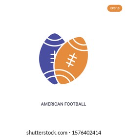 2 color American football concept vector icon. isolated two color American football vector sign symbol designed with blue and orange colors can be use for web, mobile and logo. eps 10.