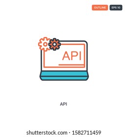 2 color api concept line vector icon. isolated two colored api outline icon with blue and red colors can be use for web, mobile. Stroke line eps 10.