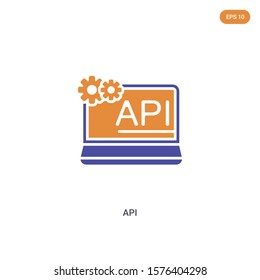 2 color api concept vector icon. isolated two color api vector sign symbol designed with blue and orange colors can be use for web, mobile and logo. eps 10.