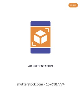 2 color ar presentation concept vector icon. isolated two color ar presentation vector sign symbol designed with blue and orange colors can be use for web, mobile and logo. eps 10.