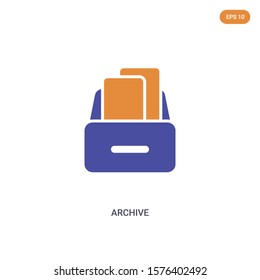 2 color Archive concept vector icon. isolated two color Archive vector sign symbol designed with blue and orange colors can be use for web, mobile and logo. eps 10.
