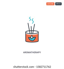 2 color aromatherapy concept line vector icon. isolated two colored aromatherapy outline icon with blue and red colors can be use for web, mobile. Stroke line eps 10.
