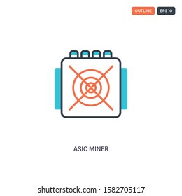 2 color ASIC Miner concept line vector icon. isolated two colored ASIC Miner outline icon with blue and red colors can be use for web, mobile. Stroke line eps 10.