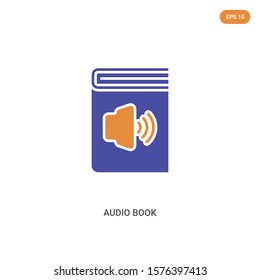 2 color Audio book concept vector icon. isolated two color Audio book vector sign symbol designed with blue and orange colors can be use for web, mobile and logo. eps 10.