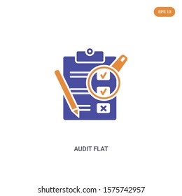2 color Audit flat concept vector icon. isolated two color Audit flat vector sign symbol designed with blue and orange colors can be use for web, mobile and logo. eps 10.
