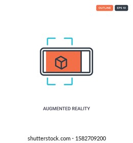 2 color Augmented reality concept line vector icon. isolated two colored Augmented reality outline icon with blue and red colors can be use for web, mobile. Stroke line eps 10.
