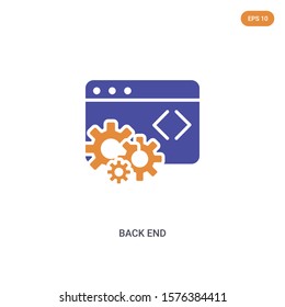 2 color Back End concept vector icon. isolated two color Back End vector sign symbol designed with blue and orange colors can be use for web, mobile and logo. eps 10.