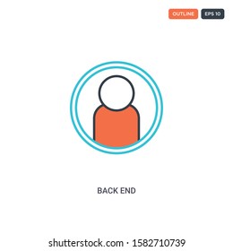 2 color Back End concept line vector icon. isolated two colored Back End outline icon with blue and red colors can be use for web, mobile. Stroke line eps 10.