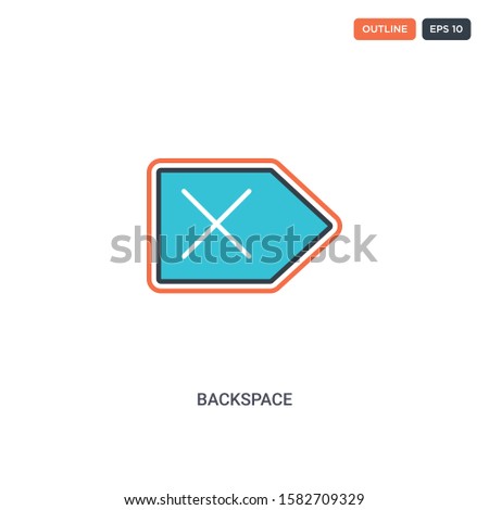 2 color Backspace concept line vector icon. isolated two colored Backspace outline icon with blue and red colors can be use for web, mobile. Stroke line eps 10.