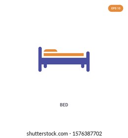 2 color Bed concept vector icon. isolated two color Bed vector sign symbol designed with blue and orange colors can be use for web, mobile and logo. eps 10.