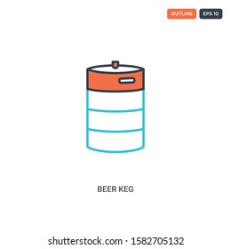 2 color Beer keg concept line vector icon. isolated two colored Beer keg outline icon with blue and red colors can be use for web, mobile. Stroke line eps 10.