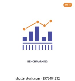 2 color Benchmarking concept vector icon. isolated two color Benchmarking vector sign symbol designed with blue and orange colors can be use for web, mobile and logo. eps 10.