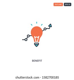 2 color Benefit concept line vector icon. isolated two colored Benefit outline icon with blue and red colors can be use for web, mobile. Stroke line eps 10.