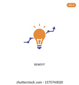 2 color Benefit concept vector icon. isolated two color Benefit vector sign symbol designed with blue and orange colors can be use for web, mobile and logo. eps 10.