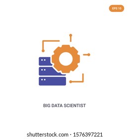 2 color Big data scientist concept vector icon. isolated two color Big data scientist vector sign symbol designed with blue and orange colors can be use for web, mobile and logo. eps 10.