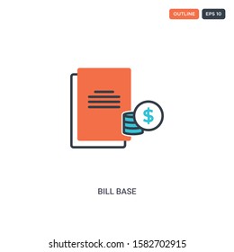 2 color bill base concept line vector icon. isolated two colored bill base outline icon with blue and red colors can be use for web, mobile. Stroke line eps 10.