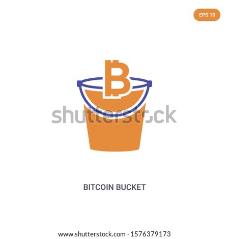 2 color bitcoin bucket concept vector icon. isolated two color bitcoin bucket vector sign symbol designed with blue and orange colors can be use for web, mobile and logo. eps 10.