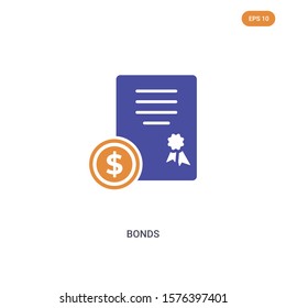 2 color Bonds concept vector icon. isolated two color Bonds vector sign symbol designed with blue and orange colors can be use for web, mobile and logo. eps 10.
