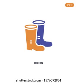 2 color boots concept vector icon. isolated two color boots vector sign symbol designed with blue and orange colors can be use for web, mobile and logo. eps 10.