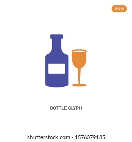 2 color bottle glyph concept vector icon. isolated two color bottle glyph vector sign symbol designed with blue and orange colors can be use for web, mobile and logo. eps 10.