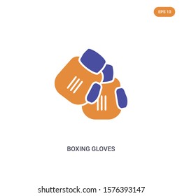 2 color Boxing gloves concept vector icon. isolated two color Boxing gloves vector sign symbol designed with blue and orange colors can be use for web, mobile and logo. eps 10.