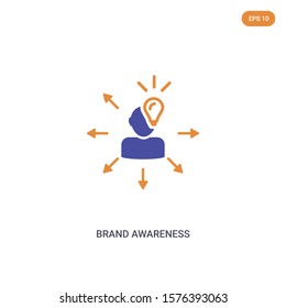 2 color Brand Awareness concept vector icon. isolated two color Brand Awareness vector sign symbol designed with blue and orange colors can be use for web, mobile and logo. eps 10.