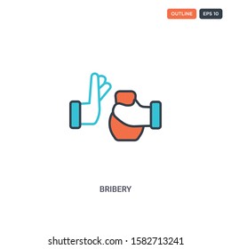 2 color Bribery concept line vector icon. isolated two colored Bribery outline icon with blue and red colors can be use for web, mobile. Stroke line eps 10.