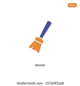 2 color broom concept vector icon. isolated two color broom vector sign symbol designed with blue and orange colors can be use for web, mobile and logo. eps 10.