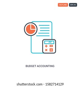 2 color Budget Accounting concept line vector icon. isolated two colored Budget Accounting outline icon with blue and red colors can be use for web, mobile. Stroke line eps 10.