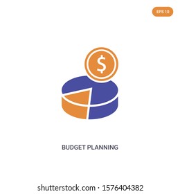 2 color Budget Planning concept vector icon. isolated two color Budget Planning vector sign symbol designed with blue and orange colors can be use for web, mobile and logo. eps 10.