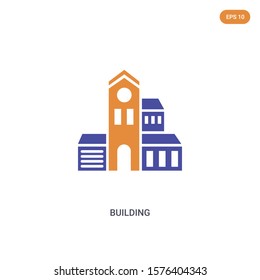 2 color Building concept vector icon. isolated two color Building vector sign symbol designed with blue and orange colors can be use for web, mobile and logo. eps 10.