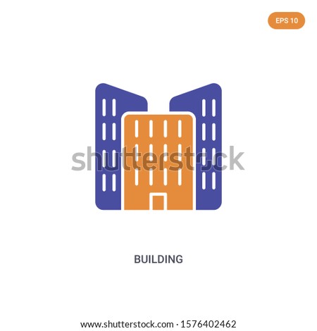 2 color Building concept vector icon. isolated two color Building vector sign symbol designed with blue and orange colors can be use for web, mobile and logo. eps 10.