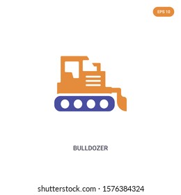 2 color Bulldozer concept vector icon. isolated two color Bulldozer vector sign symbol designed with blue and orange colors can be use for web, mobile and logo. eps 10.