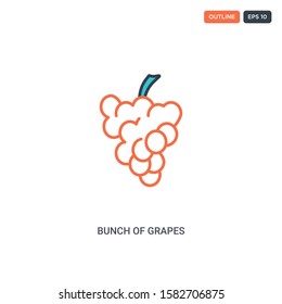 2 color Bunch of grapes concept line vector icon. isolated two colored Bunch of grapes outline icon with blue and red colors can be use for web, mobile. Stroke line eps 10.
