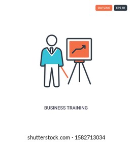 2 color Business training concept line vector icon. isolated two colored Business training outline icon with blue and red colors can be use for web, mobile. Stroke line eps 10.